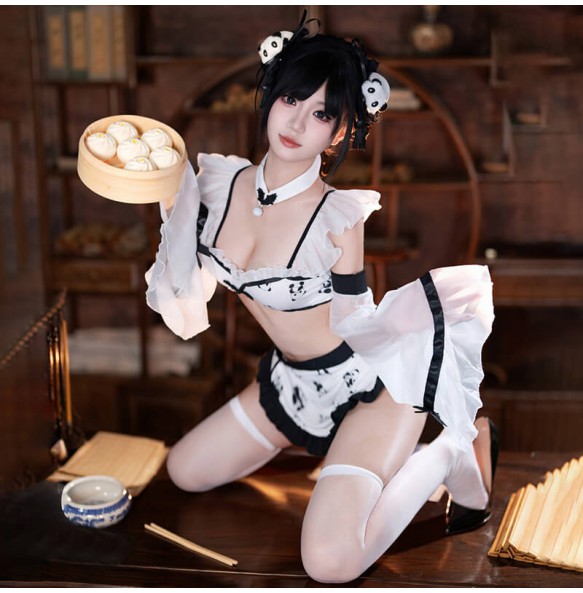 FEE ET MOI - Panda Pattern Chinese Girl Costume (Black - White)